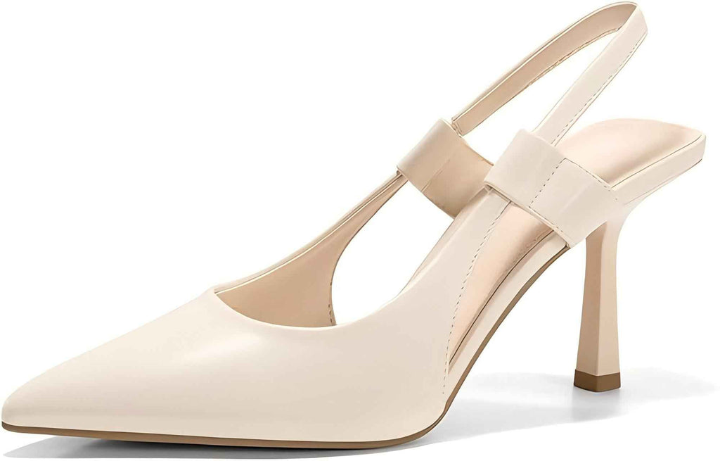 Coutgo Womens Slingback Closed Pointed Toe Slip-on Kitten Heels Shoes