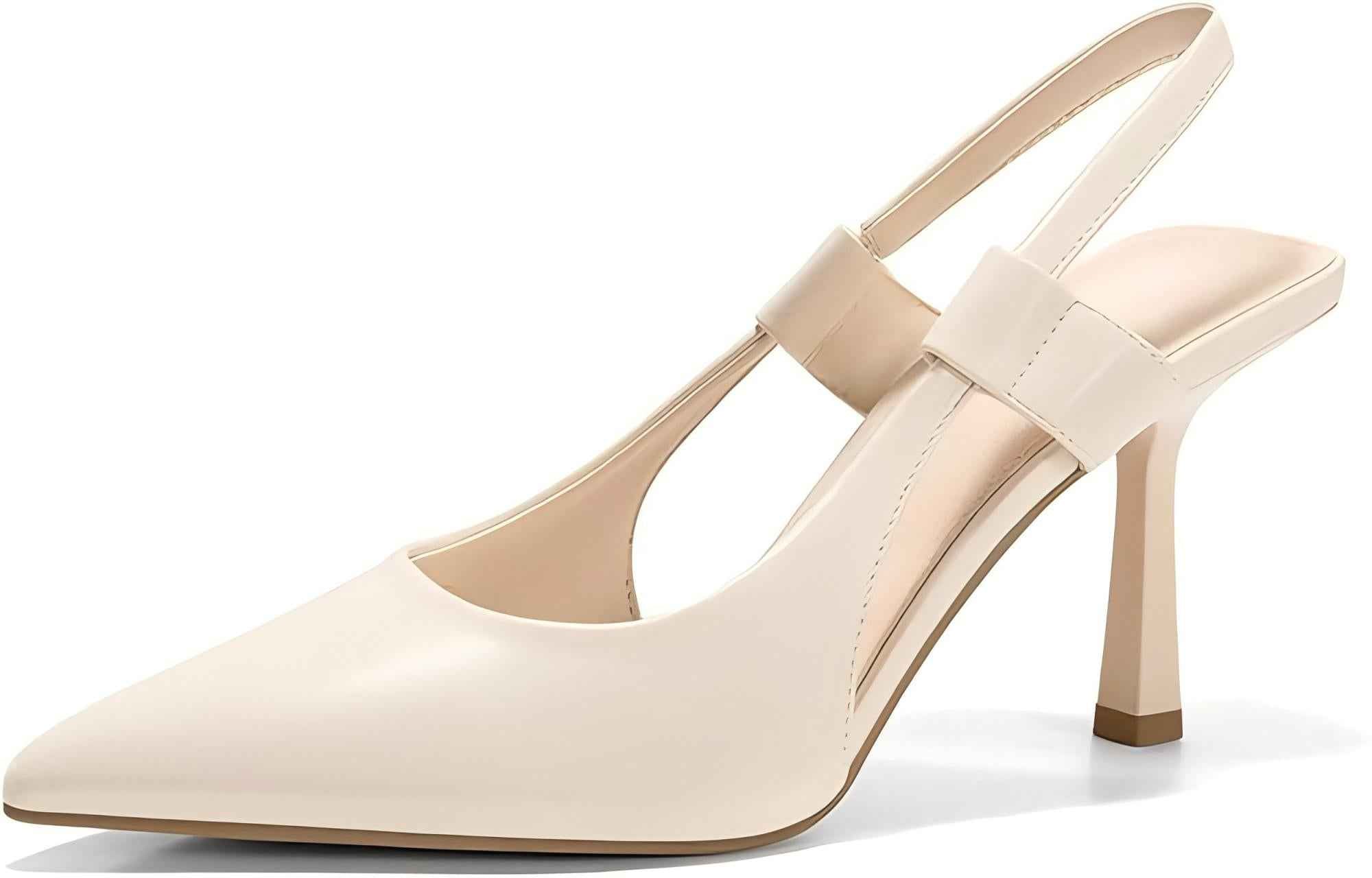 Coutgo Womens Slingback Closed Pointed Toe Slip-on Kitten Heels Shoes