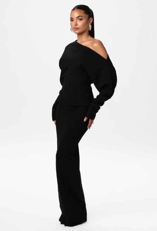 Long Sleeve Knitted Dress Evening Off-shoulder Bodycon Dress
