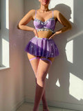 Rave/Festival Mesh Vintage Lace Skirt Set