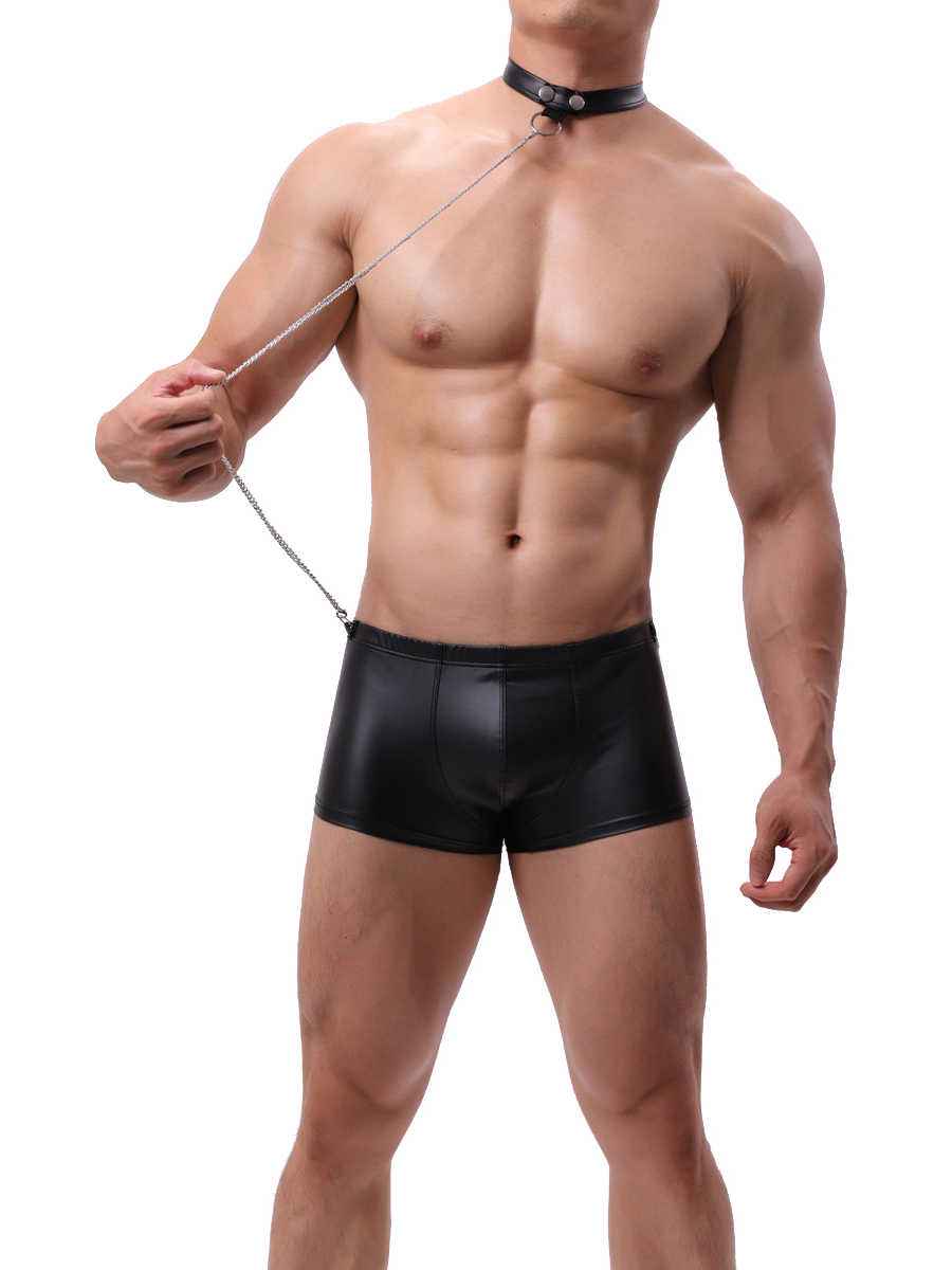 Silver Men's Underwear Tp R479g Bronzing Imitation Leather Boxers VS010PJ