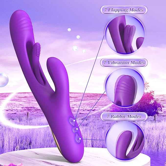 Rabbit Sexy Toys -LOVENOTE G Spot  Massager,Clitoral , Nipple Stimulation, 3 In 1 Sexy Toys With 14 Vibration & 7 Tongue Flapping modes