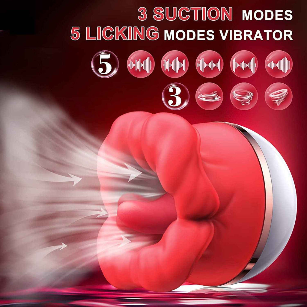 Rose Sex Toys Vibrator For Women - Adult Toys With 10 Vibrating & 10 Tongue Licking Modes, Nipple Toys Clitoral G-Spot Vibrators