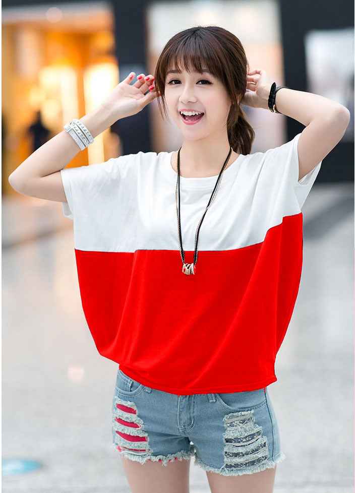 Loose-fitting Batwing Sleeve Shirt Women's Short Sleeve