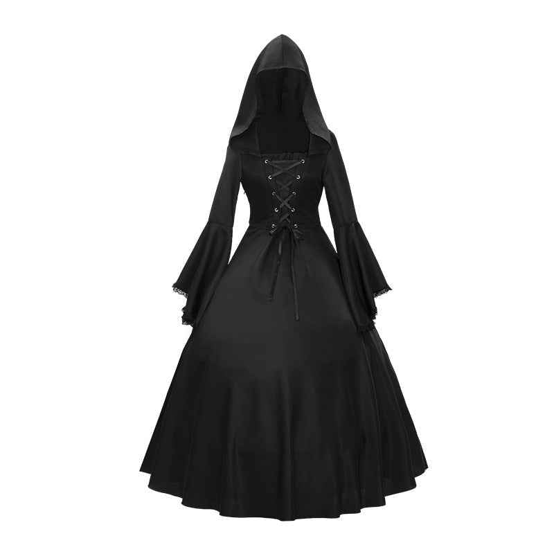 Halloween Medieval Retro Gothic Plus Size Trumpet Sleeve Dress