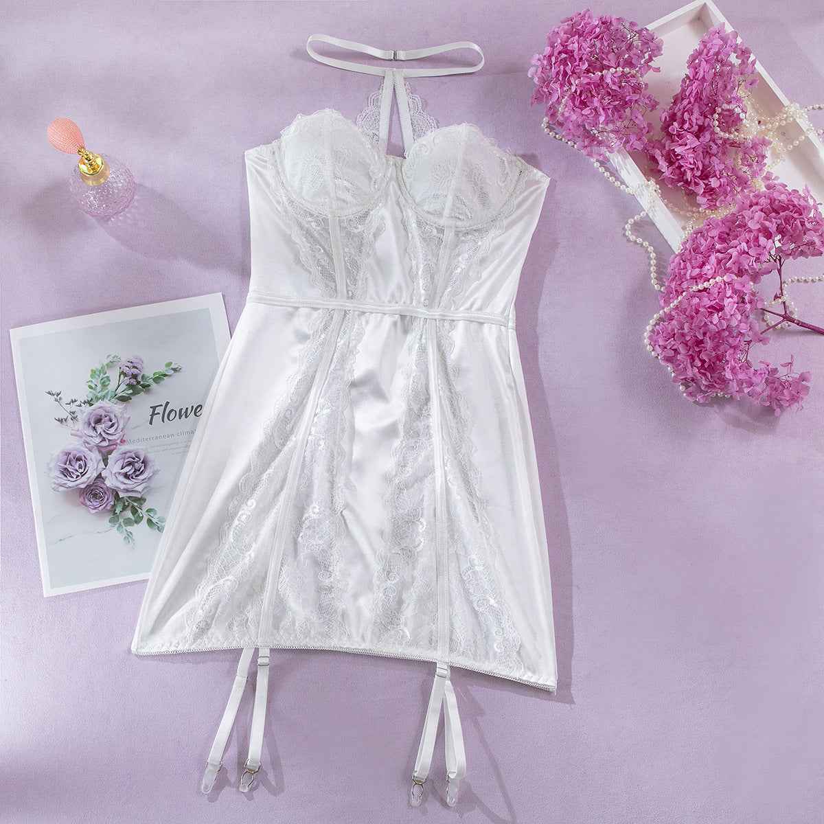 Push Up Halter Lingerie See-thru dress