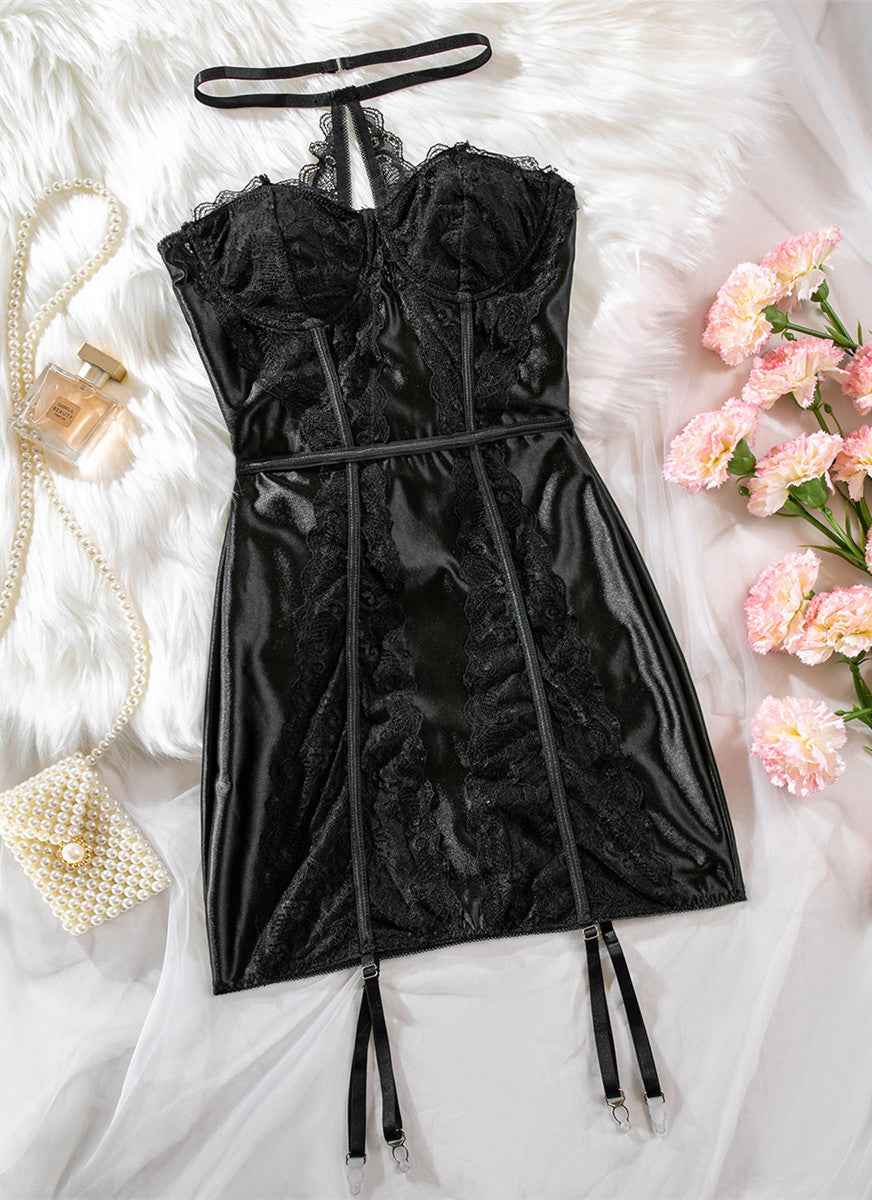 Push Up Halter Lingerie See-thru dress