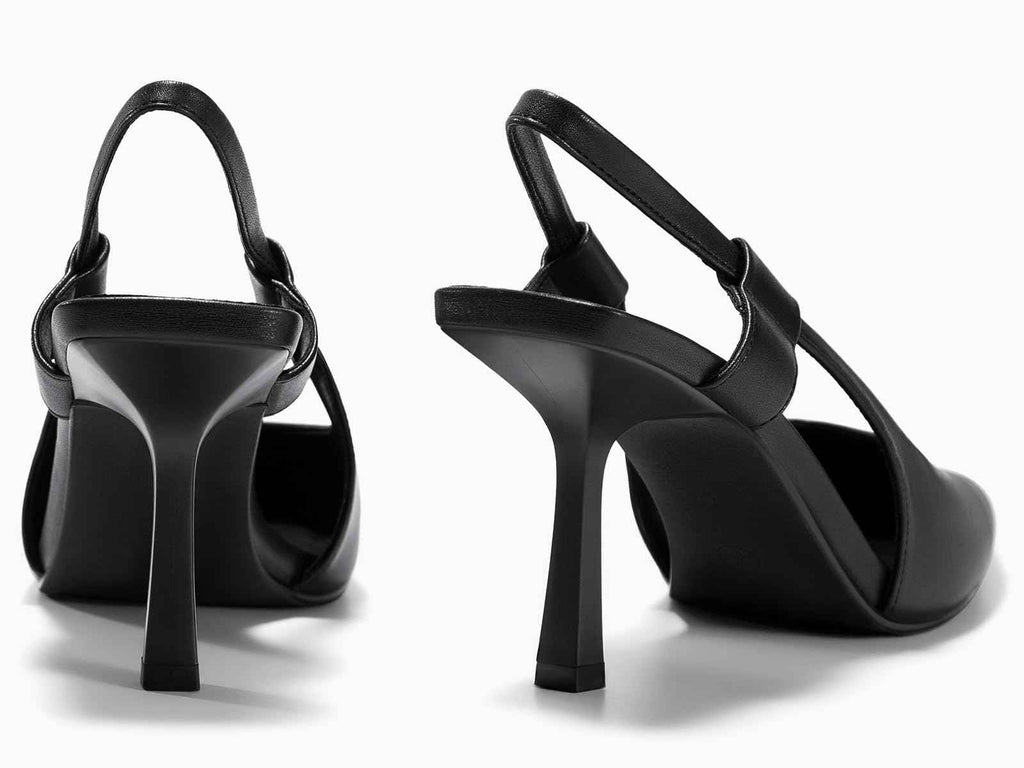 Coutgo Womens Slingback Closed Pointed Toe Slip-on Kitten Heels Shoes