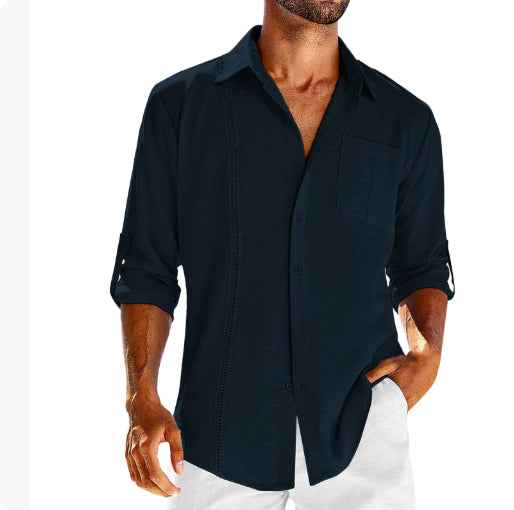 Casual  Long Sleeve Shirt With Pocket button up