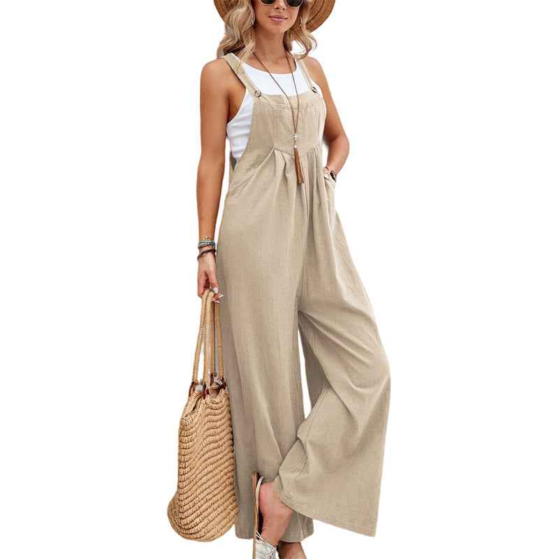 Women's Hot-selling Solid Color Casual Suspender Overall