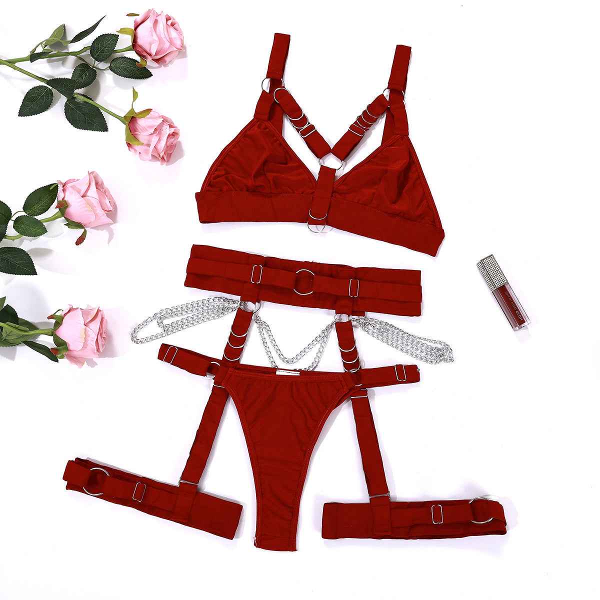 Women's Bondage Waist And Leg Loop Suspenders Adjustable Lingerie Set