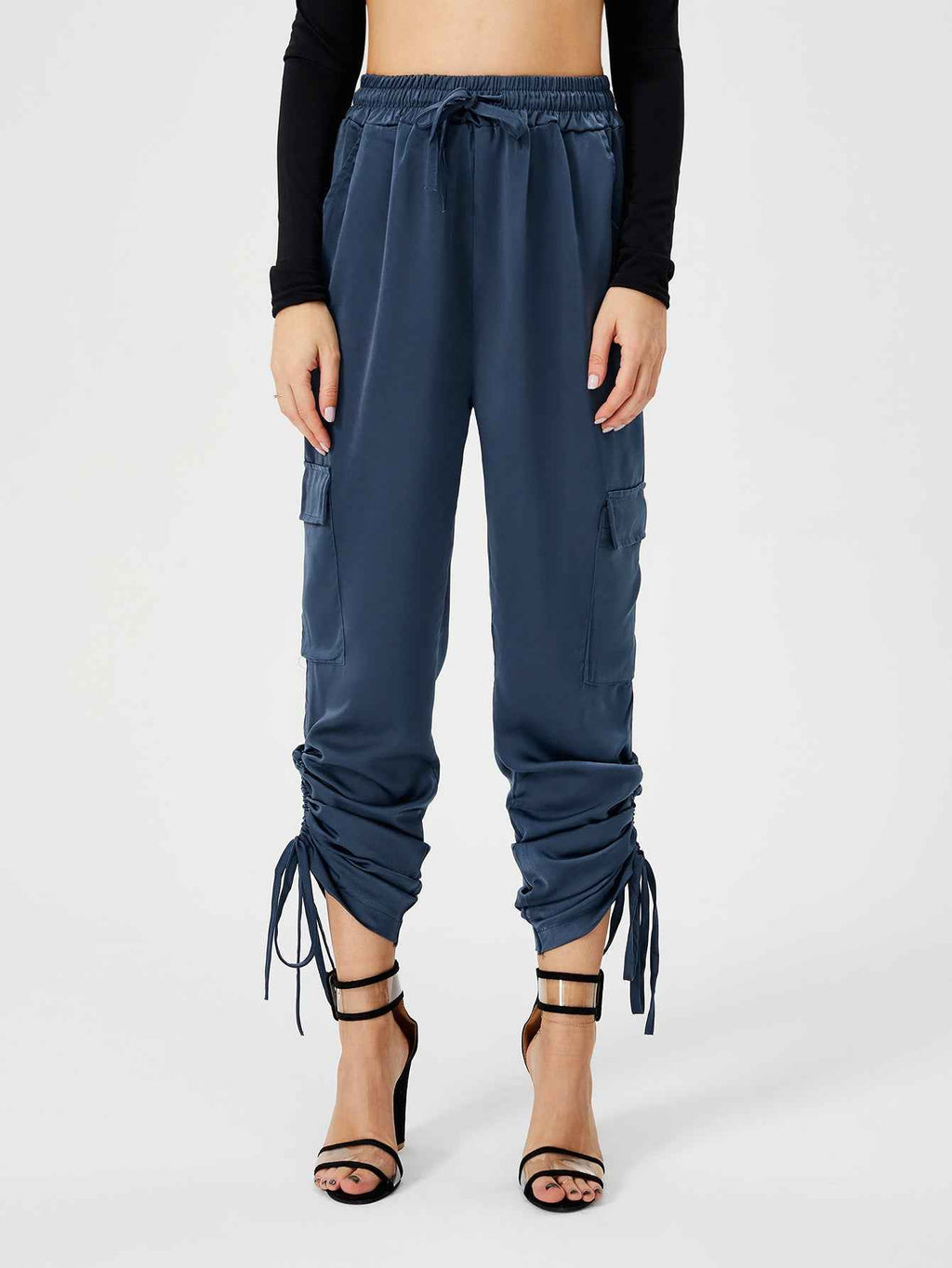 Women's Satin Jogger High Waist Lounge Pant With Pockets