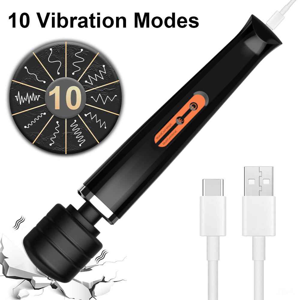Magic Massager Wand Vibration 10 Speeds Vibrating Massage Full Body Motor USB Rechargeable