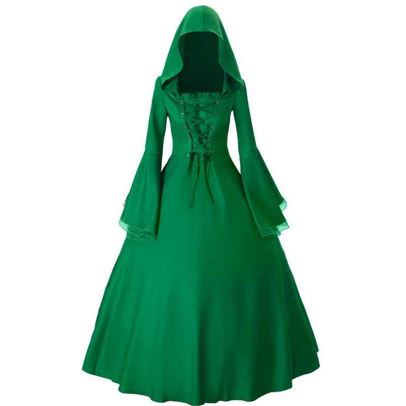 Halloween Medieval Retro Gothic Plus Size Trumpet Sleeve Dress
