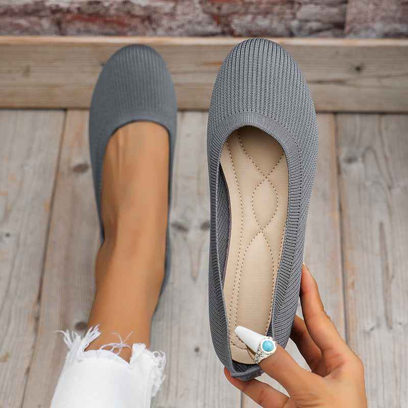 Round Toe Flats Comfortable Soft Slip On Mesh Shoes For Women
