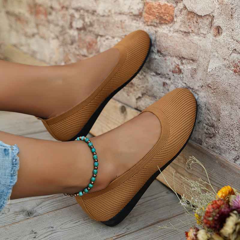 Round Toe Flats Comfortable Soft Slip On Mesh Shoes For Women
