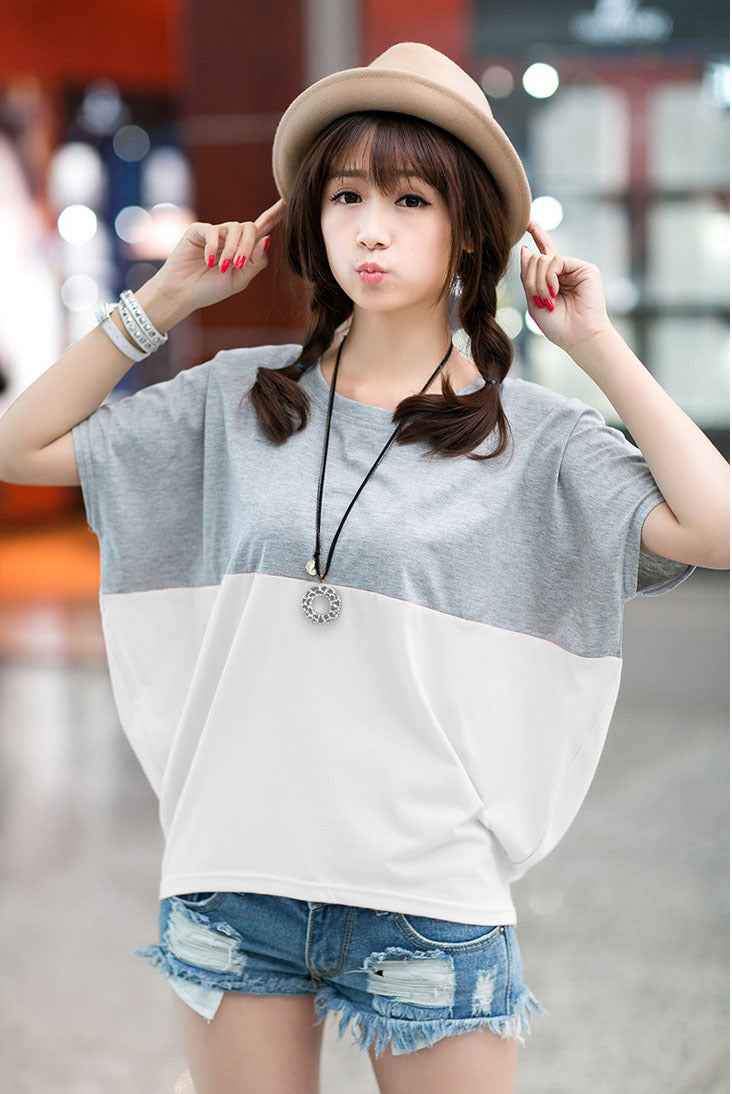 Loose-fitting Batwing Sleeve Shirt Women's Short Sleeve