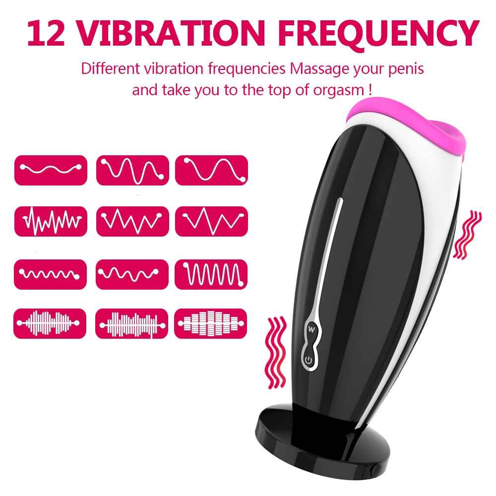 Male Masturbator- Penis- Pump- Male Sex-Rotating Vibrating Sucking Licking Toy