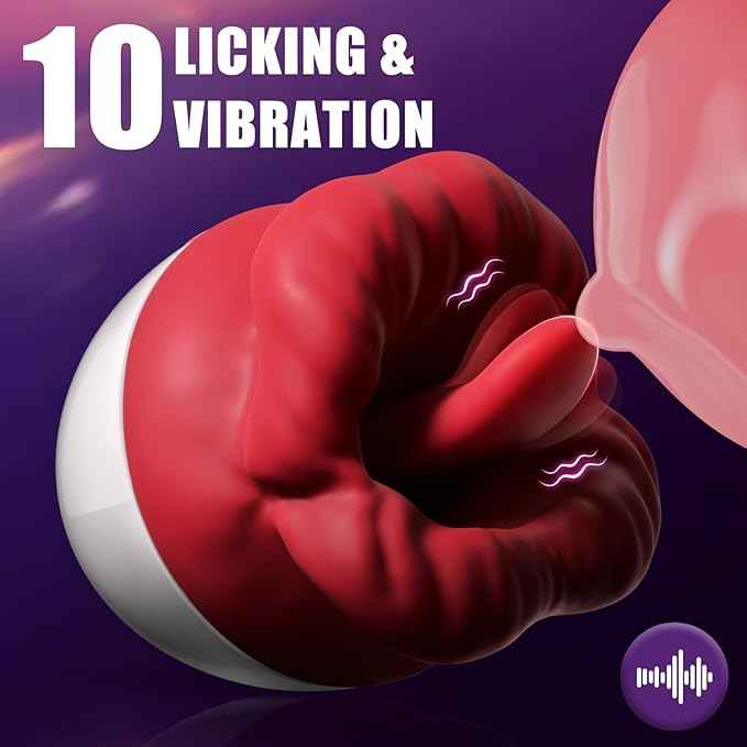 Rose Sex Toys Vibrator For Women - Adult Toys With 10 Vibrating & 10 Tongue Licking Modes, Nipple Toys Clitoral G-Spot Vibrators