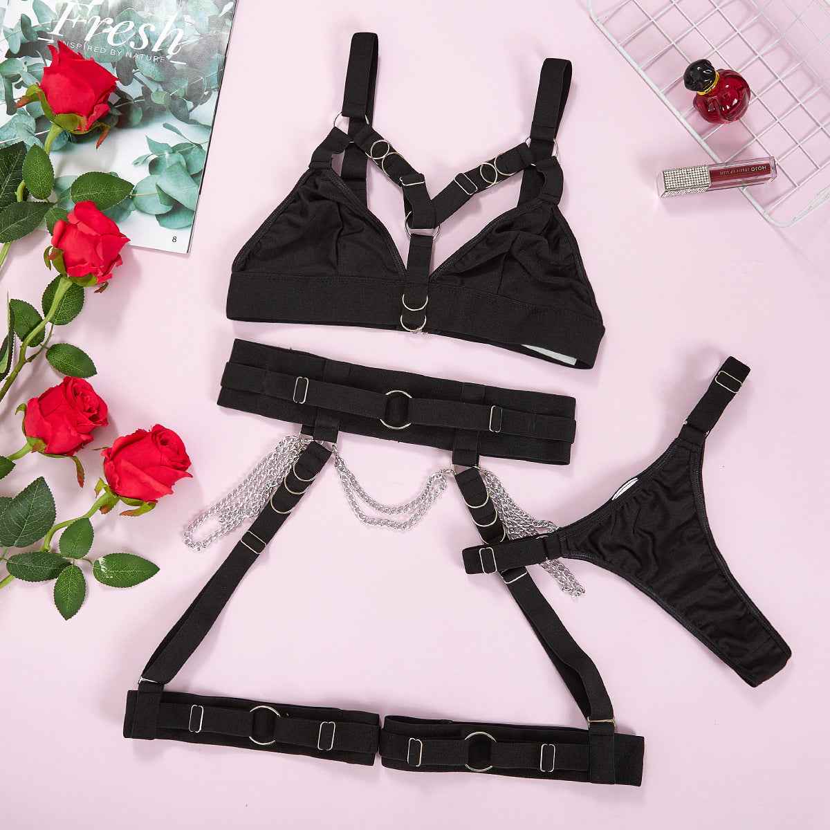 Women's Bondage Waist And Leg Loop Suspenders Adjustable Lingerie Set