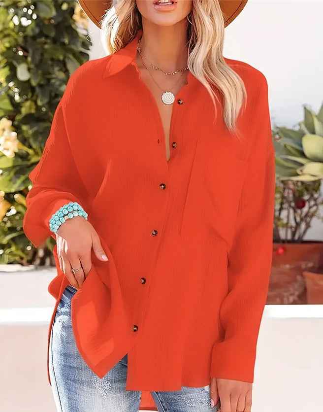 Women's Dropped Shoulder Bat Shirt Casual Long Sleeve Shirt