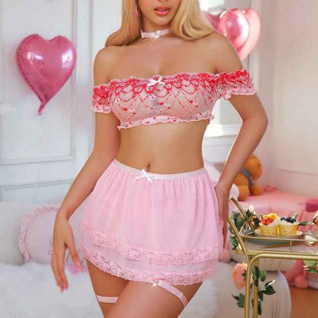 Off Shoulder Sheer Lingerie with skirt