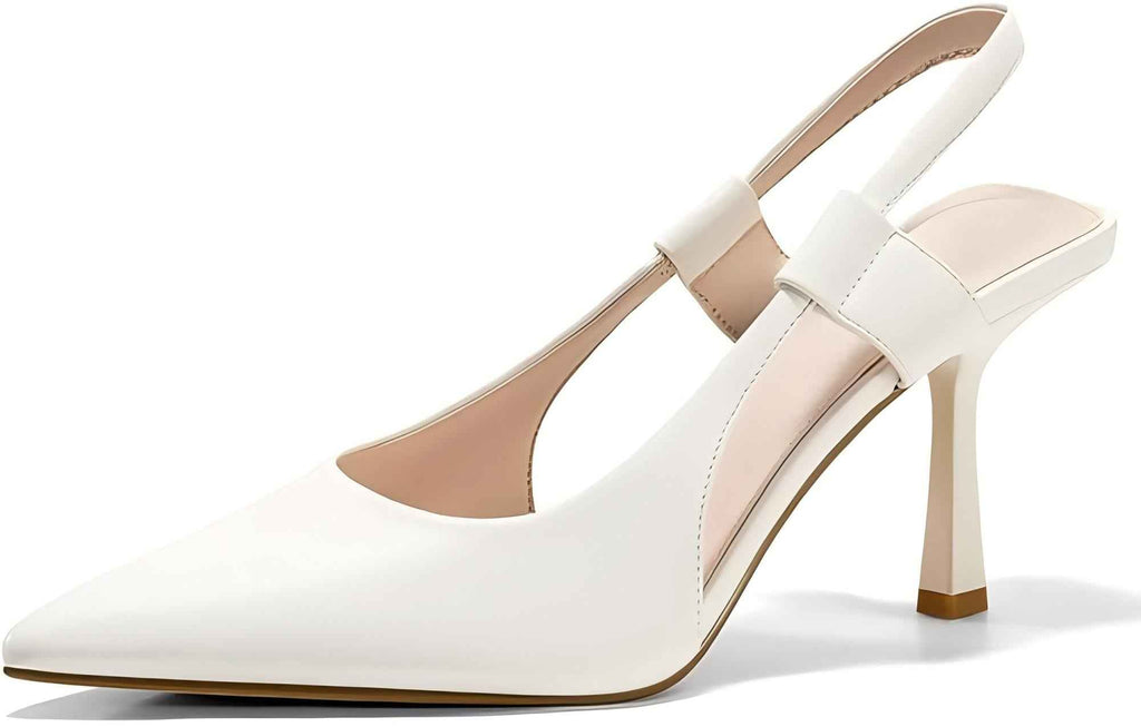 Coutgo Womens Slingback Closed Pointed Toe Slip-on Kitten Heels Shoes