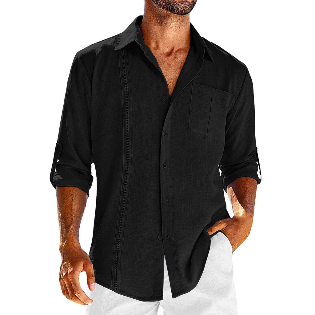 Casual  Long Sleeve Shirt With Pocket button up
