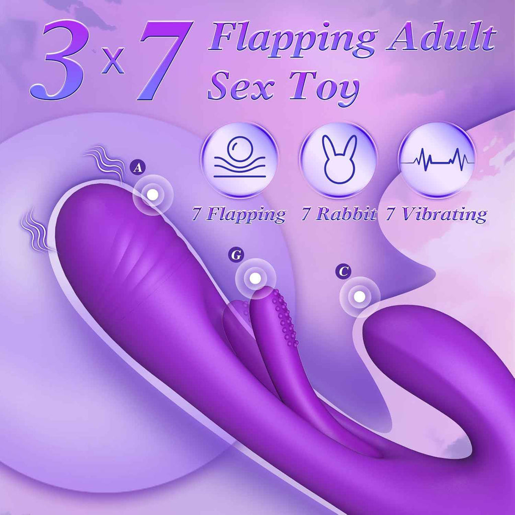 Rabbit Sexy Toys -LOVENOTE G Spot  Massager,Clitoral , Nipple Stimulation, 3 In 1 Sexy Toys With 14 Vibration & 7 Tongue Flapping modes