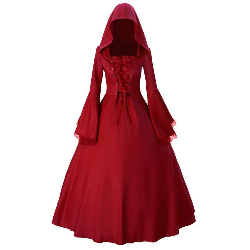 Halloween Medieval Retro Gothic Plus Size Trumpet Sleeve Dress