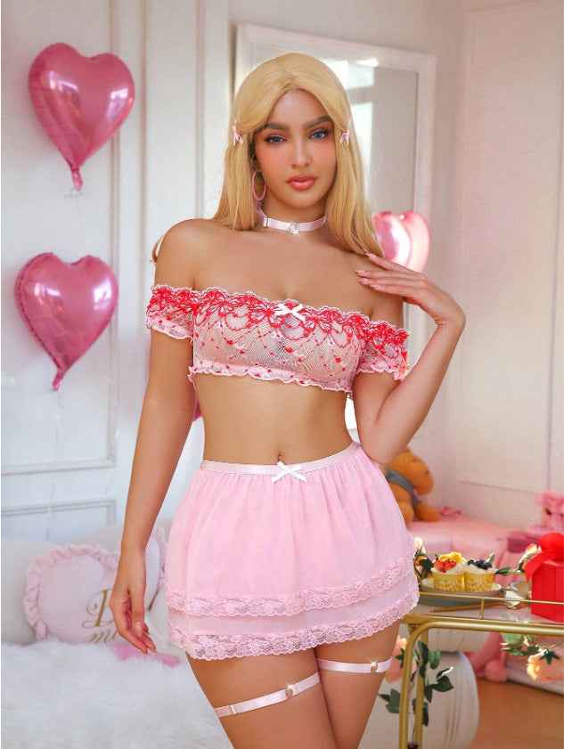 Off Shoulder Sheer Lingerie with skirt