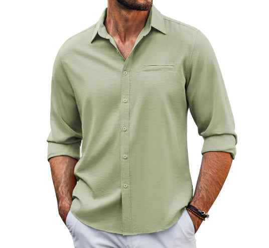 Casual  Long Sleeve Shirt With Pocket button up
