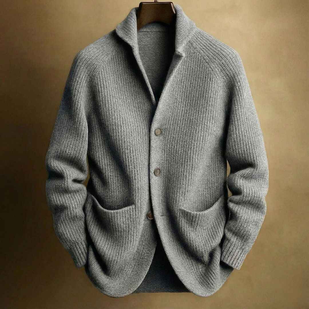 Men's Knitted Cardigan Fashion Casual Pocket Button Jacket Long Sleeve Top Clothing