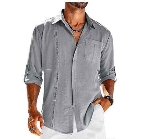 Casual  Long Sleeve Shirt With Pocket button up