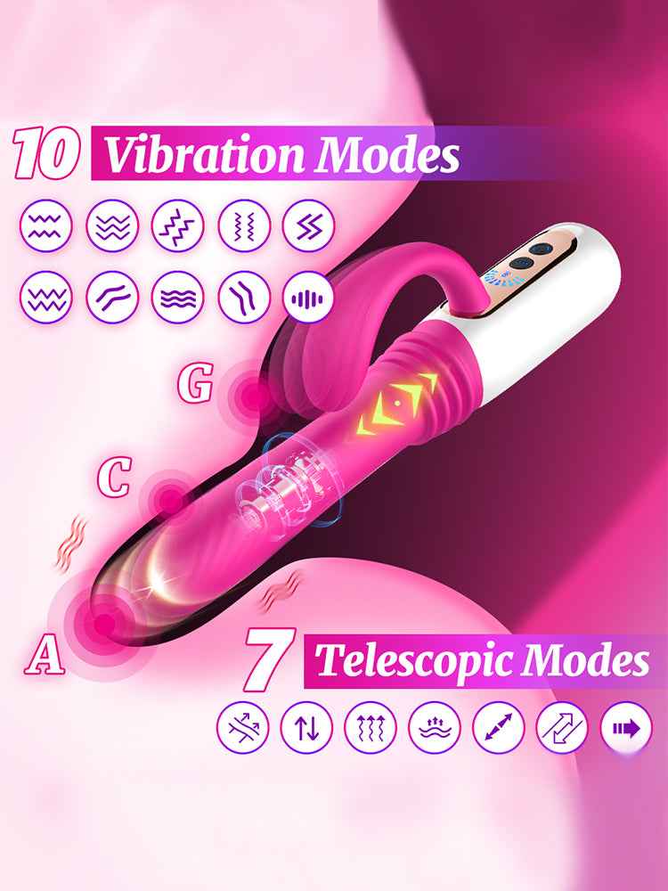 Thrusting Dildo Vibrator, Remoted Dildo With 10 Vibrating & 7 Thrusting