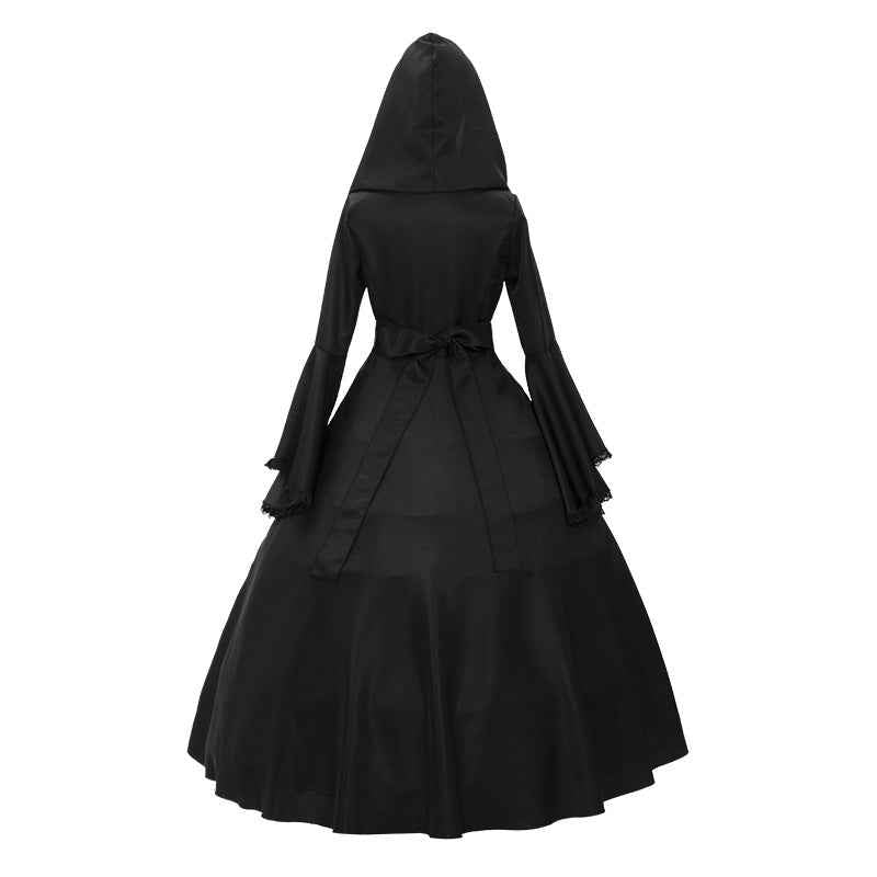 Halloween Medieval Retro Gothic Plus Size Trumpet Sleeve Dress