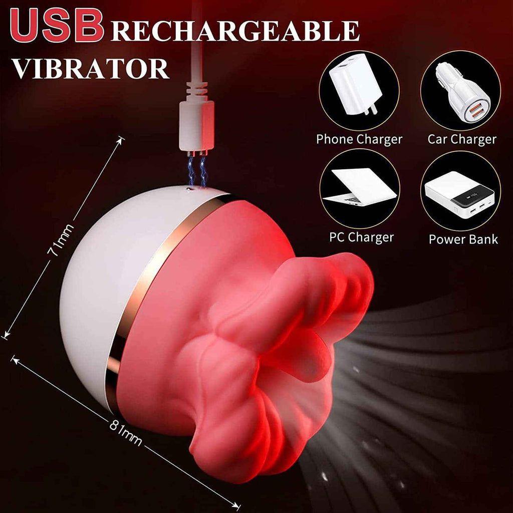Rose Sex Toys Vibrator For Women - Adult Toys With 10 Vibrating & 10 Tongue Licking Modes, Nipple Toys Clitoral G-Spot Vibrators