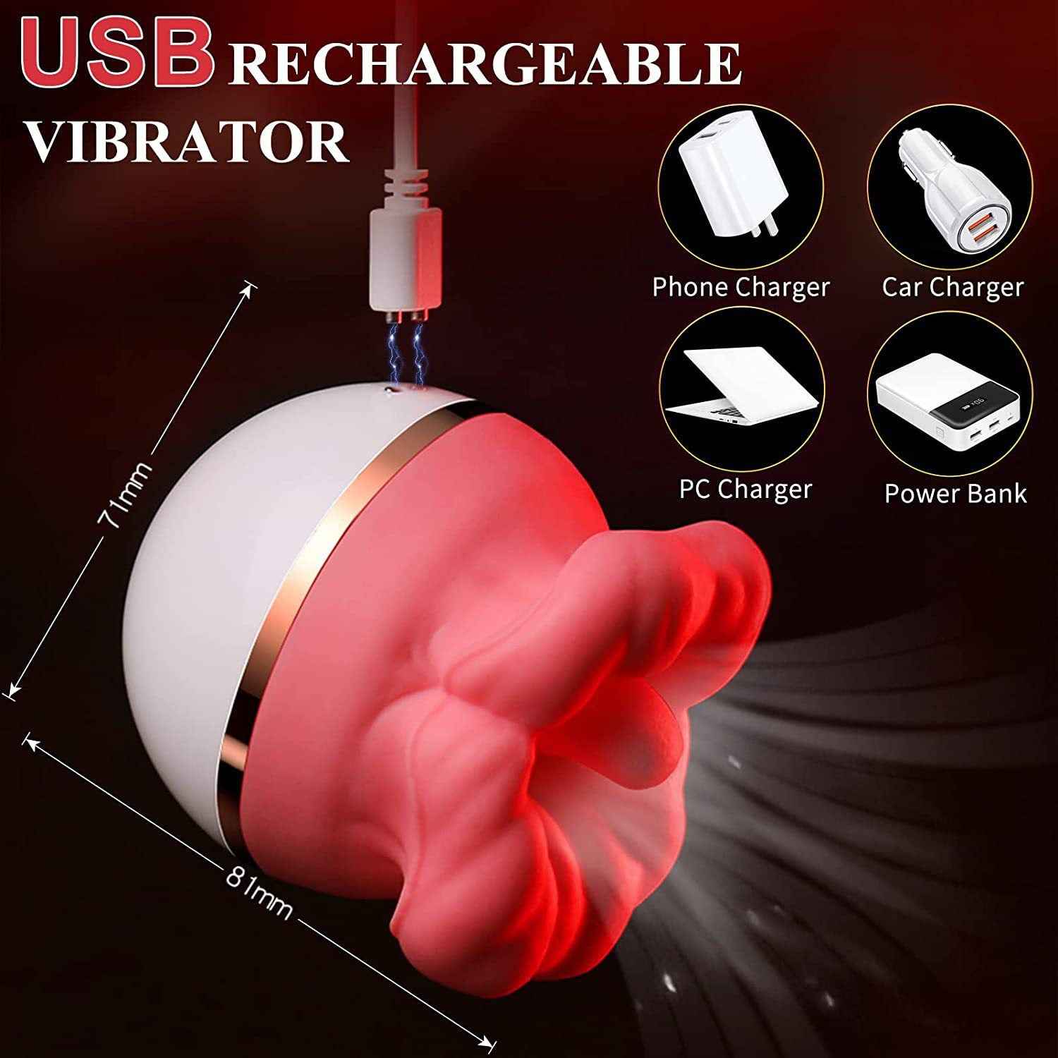 Rose Sex Toys Vibrator For Women - Adult Toys With 10 Vibrating & 10 Tongue Licking Modes, Nipple Toys Clitoral G-Spot Vibrators