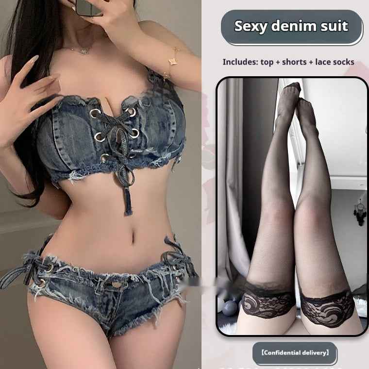 Pole Dance Clothing Women's Denim Bikini Underwear Ds Lead Dance Costume