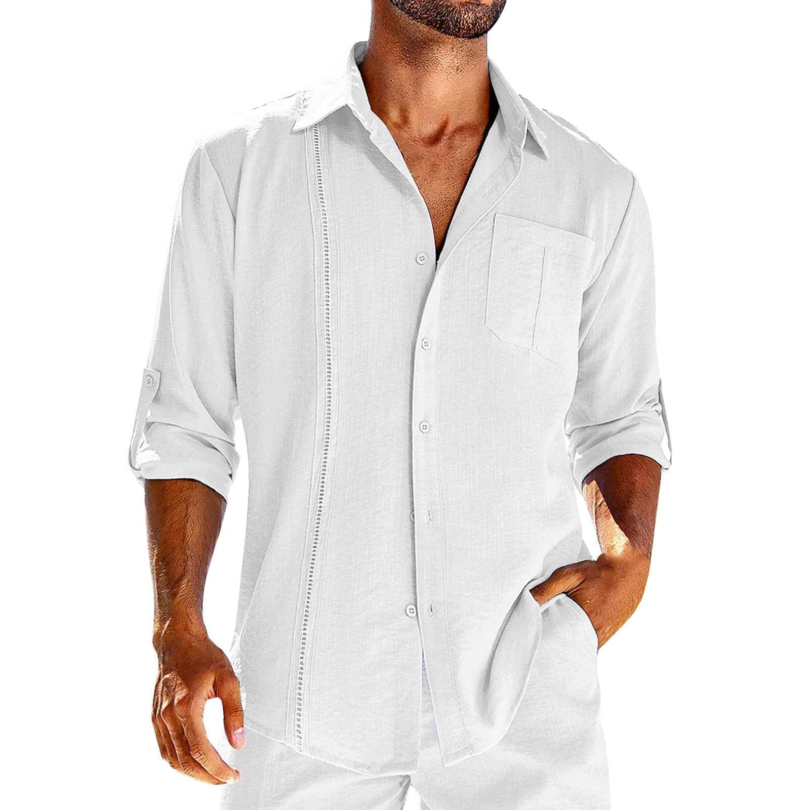 Casual  Long Sleeve Shirt With Pocket button up