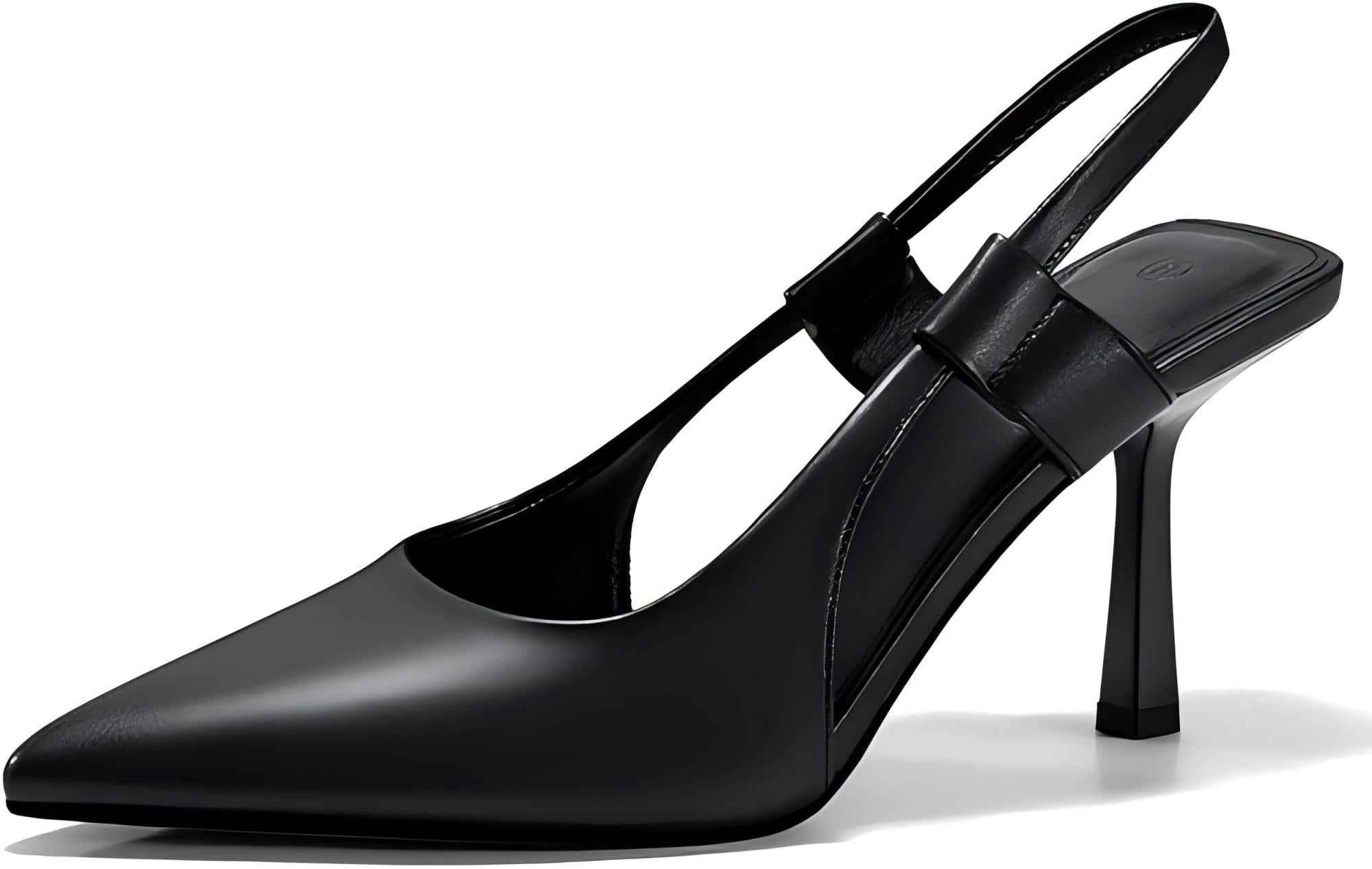 Coutgo Womens Slingback Closed Pointed Toe Slip-on Kitten Heels Shoes