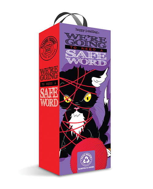 Pleasure Package We're Going to Need a Safe Word Satin Blind Fold, Wrist & Ankle Sash - Red - Unapologetic angel LLC