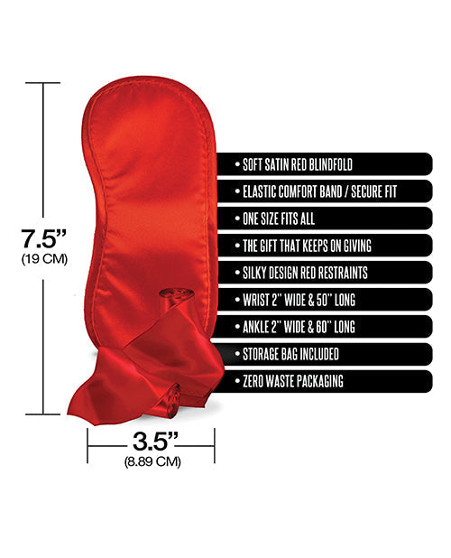 Pleasure Package We're Going to Need a Safe Word Satin Blind Fold, Wrist & Ankle Sash - Red - Unapologetic angel LLC
