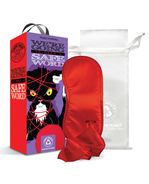 Pleasure Package We're Going to Need a Safe Word Satin Blind Fold, Wrist & Ankle Sash - Red - Unapologetic angel LLC