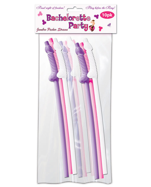 Bachelorette Party Pecker Sipping Straws - Assorted Colors Pack of 10 - Unapologetic angel LLC