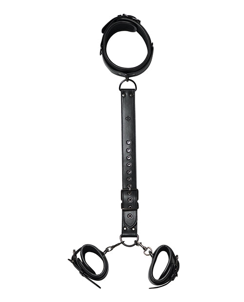 Kinky Play Box Locking Harness Collar to Wrist Restraints - Black - Unapologetic angel LLC