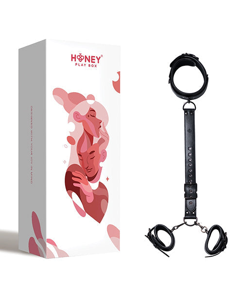Kinky Play Box Locking Harness Collar to Wrist Restraints - Black - Unapologetic angel LLC