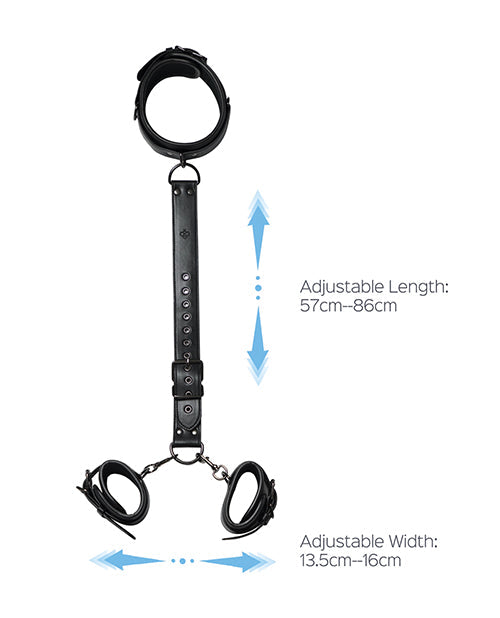Kinky Play Box Locking Harness Collar to Wrist Restraints - Black - Unapologetic angel LLC