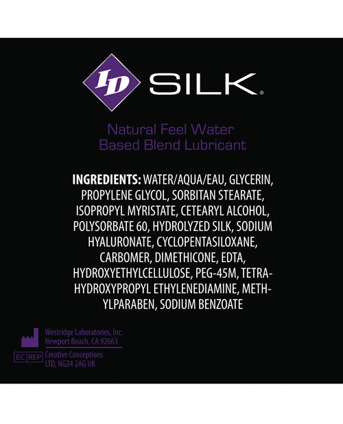 ID Silk Natural Feel Lubricant - 2.2 oz Flip Cap Bottle - Unapologetic angel LLC