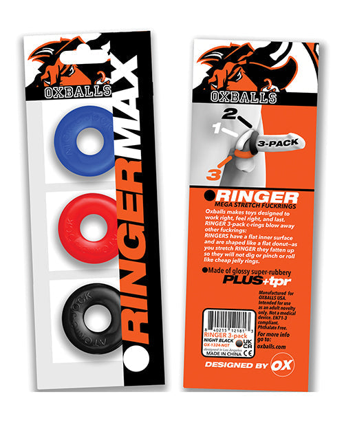 Oxballs Ringer Max 3 Pack Cockrings - Multi Color - Unapologetic angel LLC